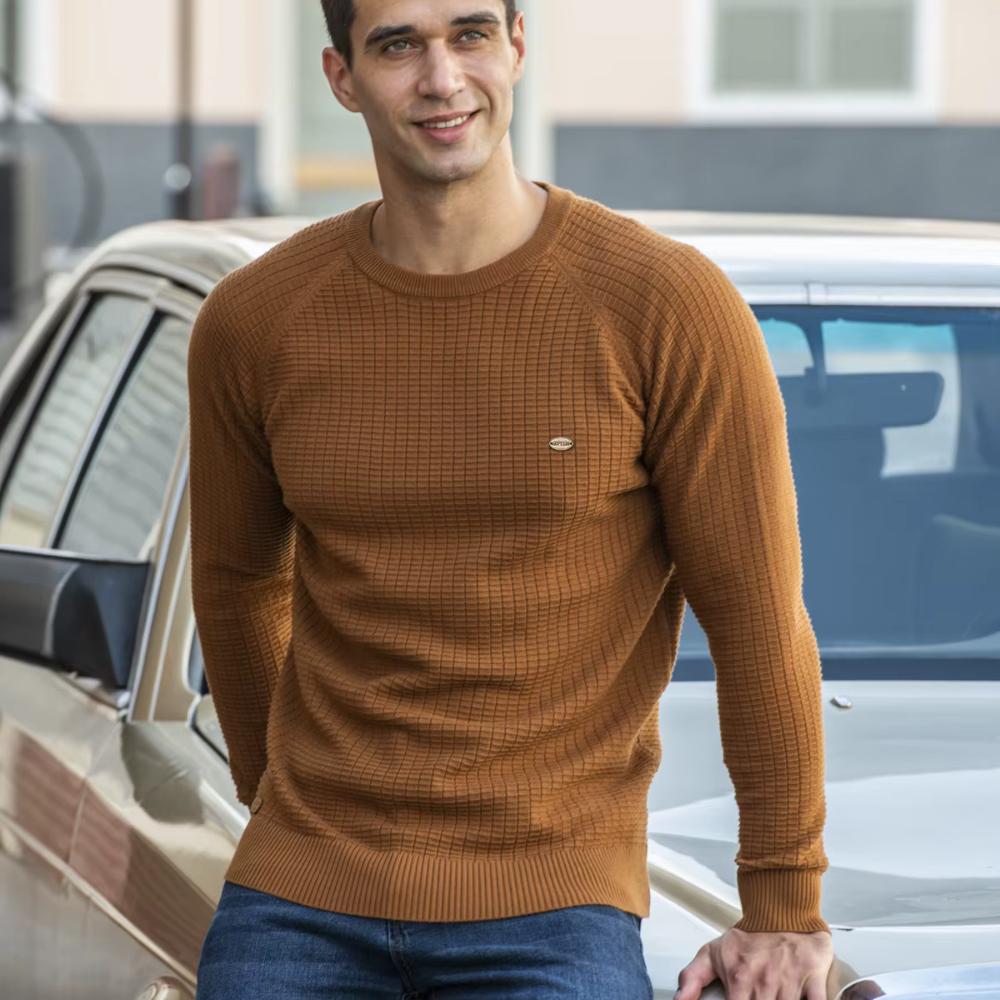 Strukturierter Rundhals-Pullover für Herren - Image 3