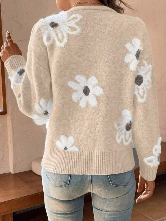 Strickjacke mit Blumenmuster für Damen – Lena