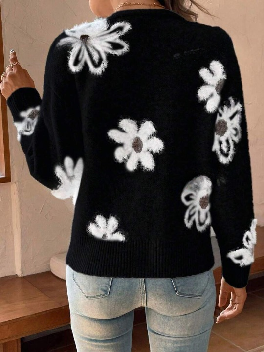 Strickjacke mit Blumenmuster für Damen – Lena