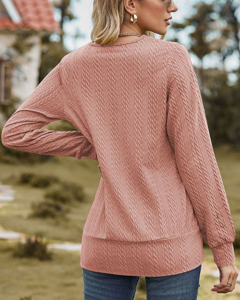 Langarm Rundhals Damen Bluse für Alltag und Lagenlooks – Laura