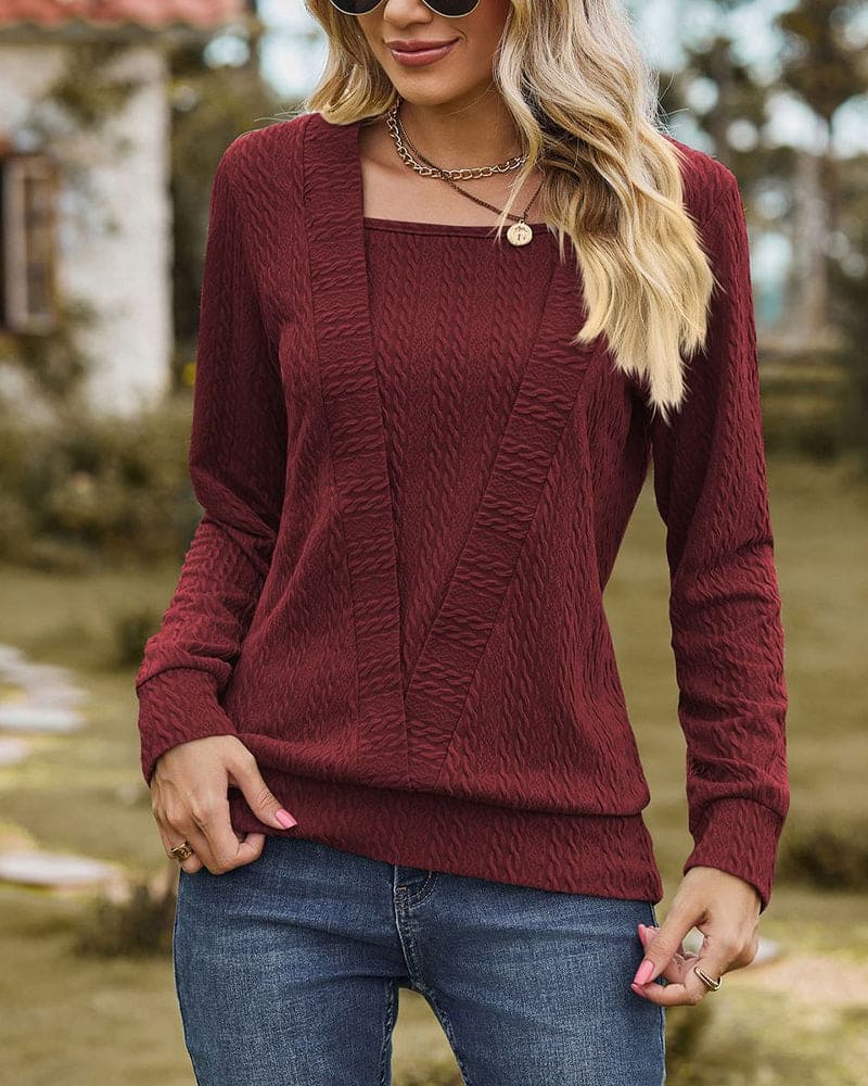 Langarm Rundhals Damen Bluse für Alltag und Lagenlooks – Laura