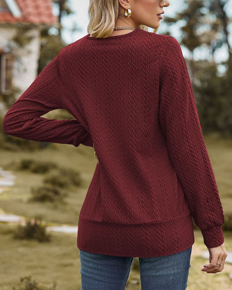 Langarm Rundhals Damen Bluse für Alltag und Lagenlooks – Laura