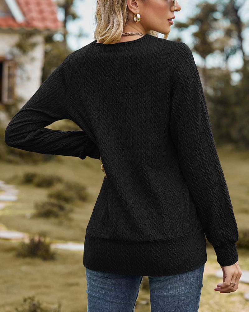 Langarm Rundhals Damen Bluse für Alltag und Lagenlooks – Laura