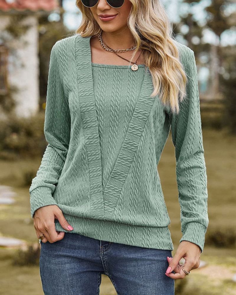 Langarm Rundhals Damen Bluse für Alltag und Lagenlooks – Laura
