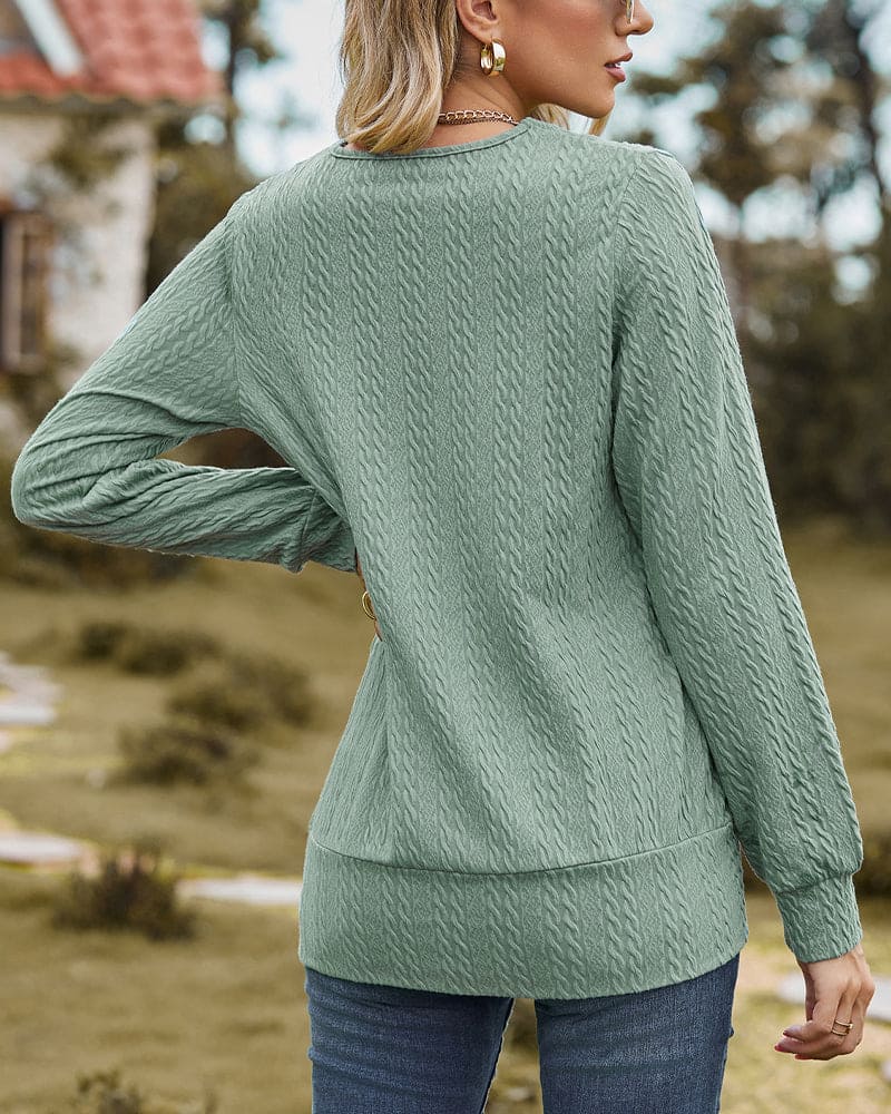 Langarm Rundhals Damen Bluse für Alltag und Lagenlooks – Laura
