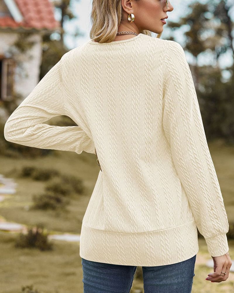 Langarm Rundhals Damen Bluse für Alltag und Lagenlooks – Laura