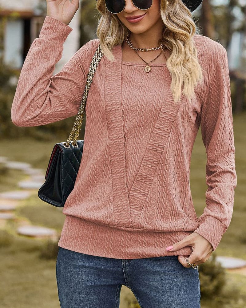 Langarm Rundhals Damen Bluse für Alltag und Lagenlooks – Laura