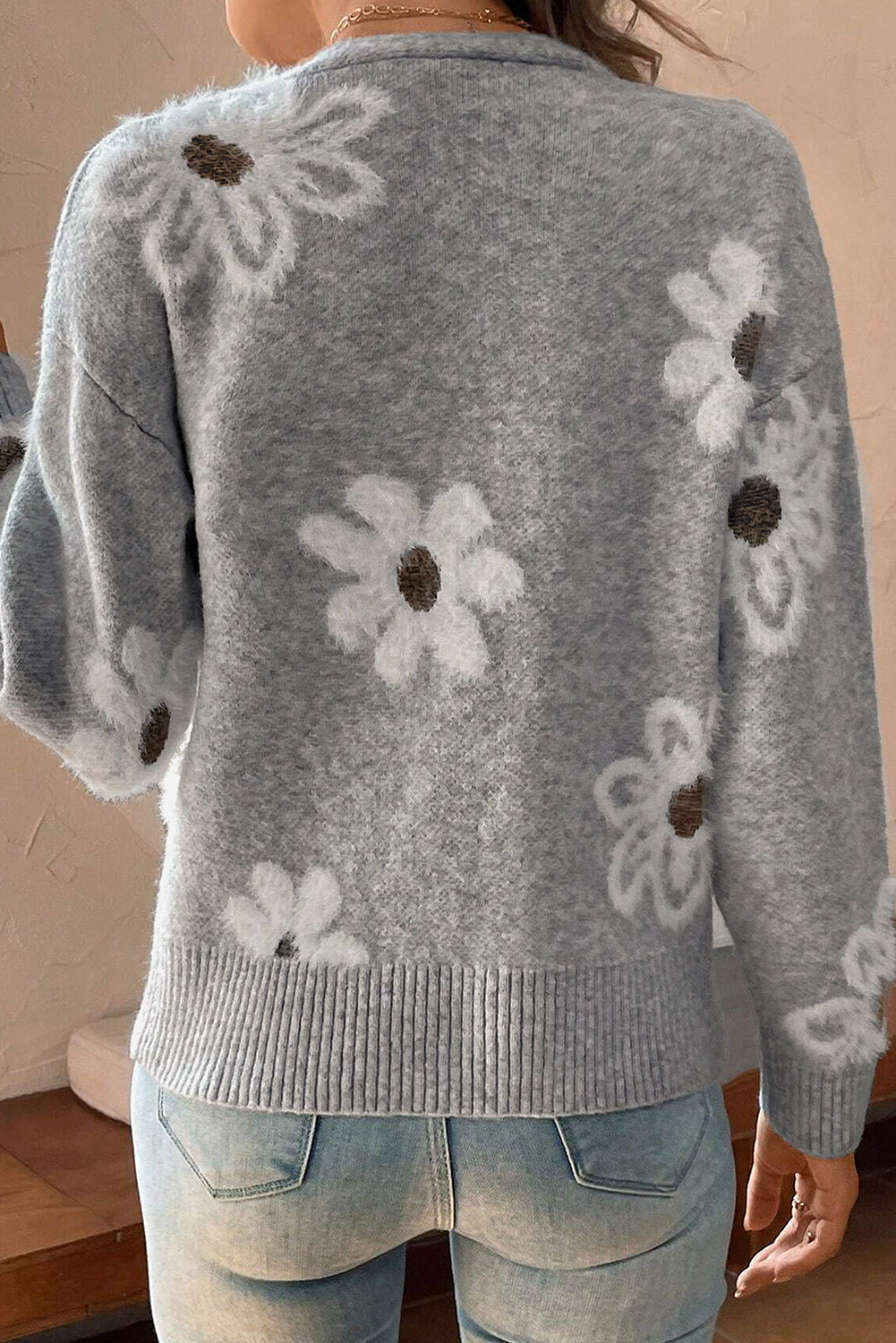 Strickjacke mit Blumenmuster für Damen – Lena