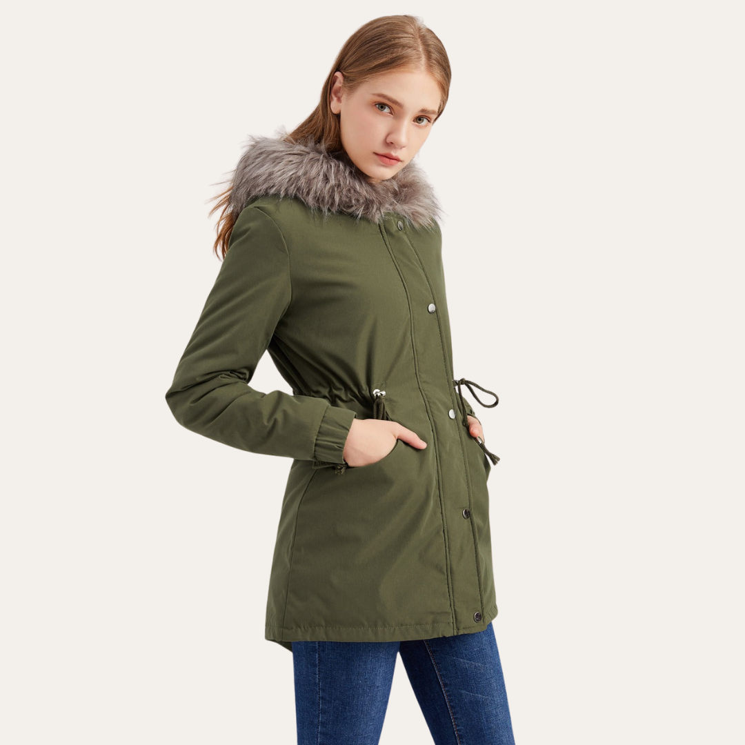 Kapuzenparka für Damen mit Kunstfellbesatz - Image 2