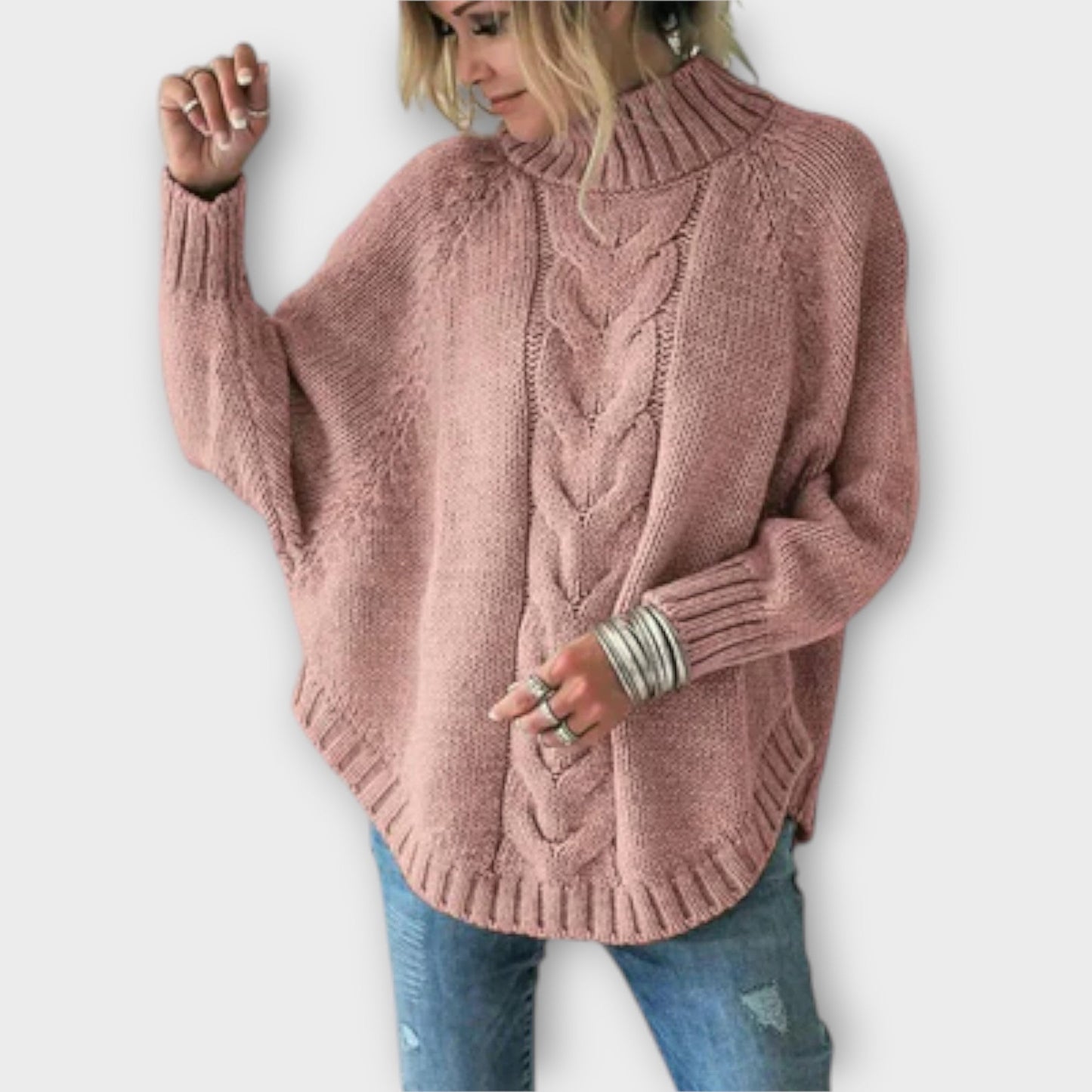 Oversized Zopfstrickpullover für Damen - Image 2