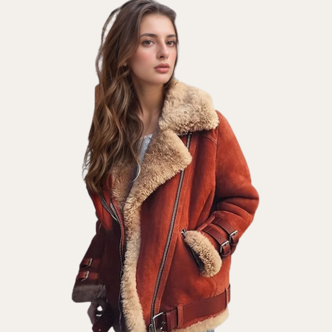 Aviatorjacke für Damen mit Shearling-Kragen - Image 4