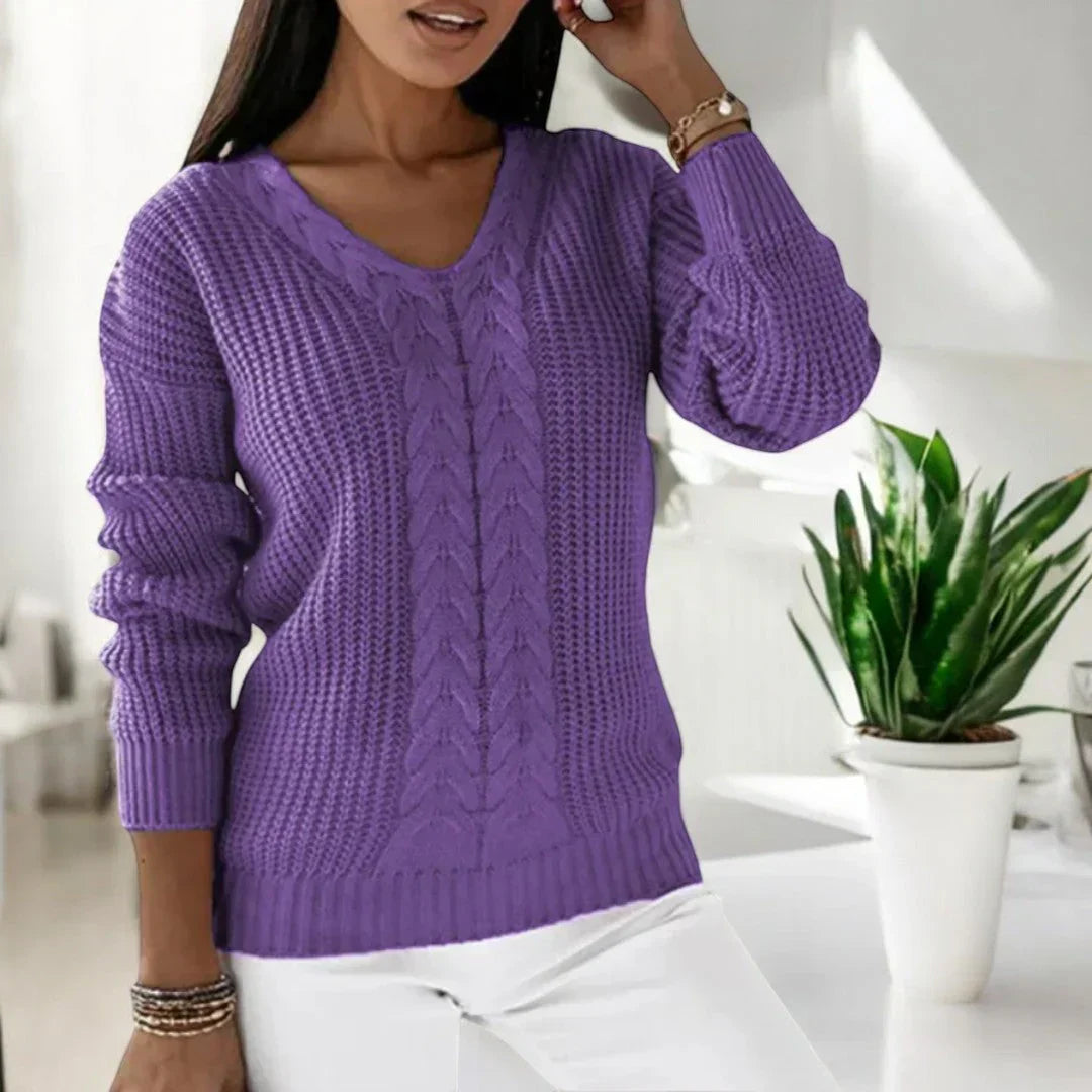 V-Ausschnitt Strickpullover für Damen - Image 3