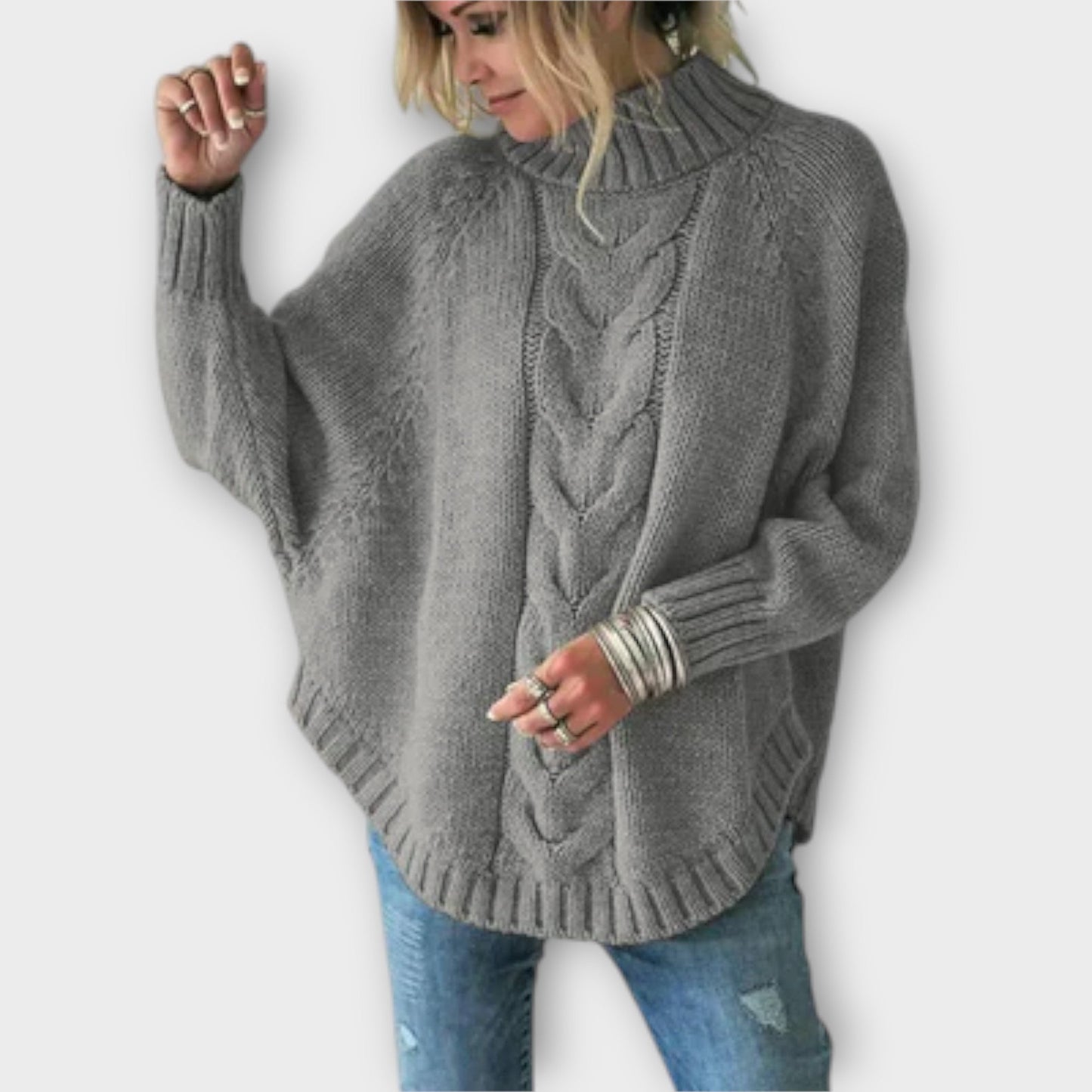 Oversized Zopfstrickpullover für Damen - Image 4