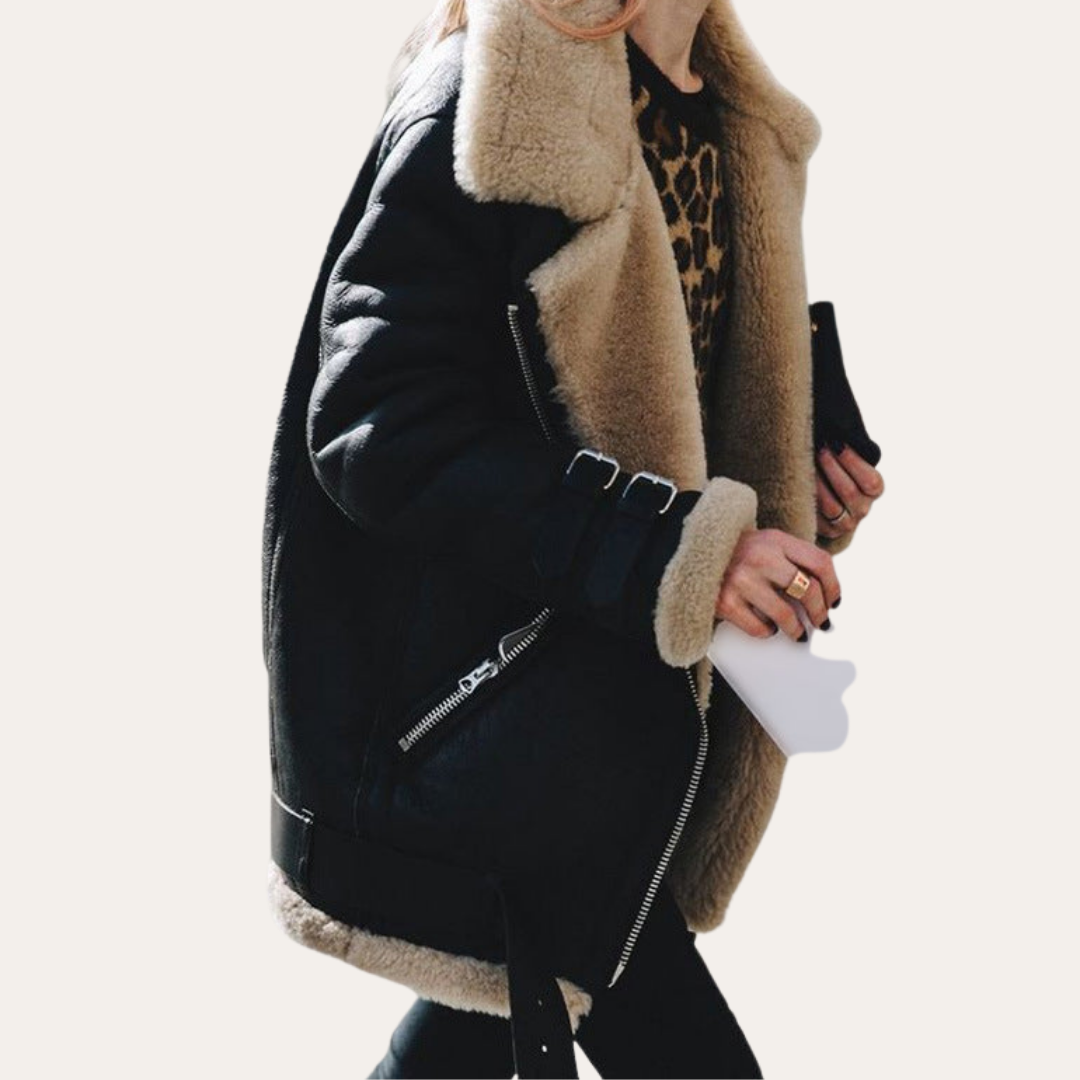 Aviatorjacke für Damen mit Shearling-Kragen - Image 2