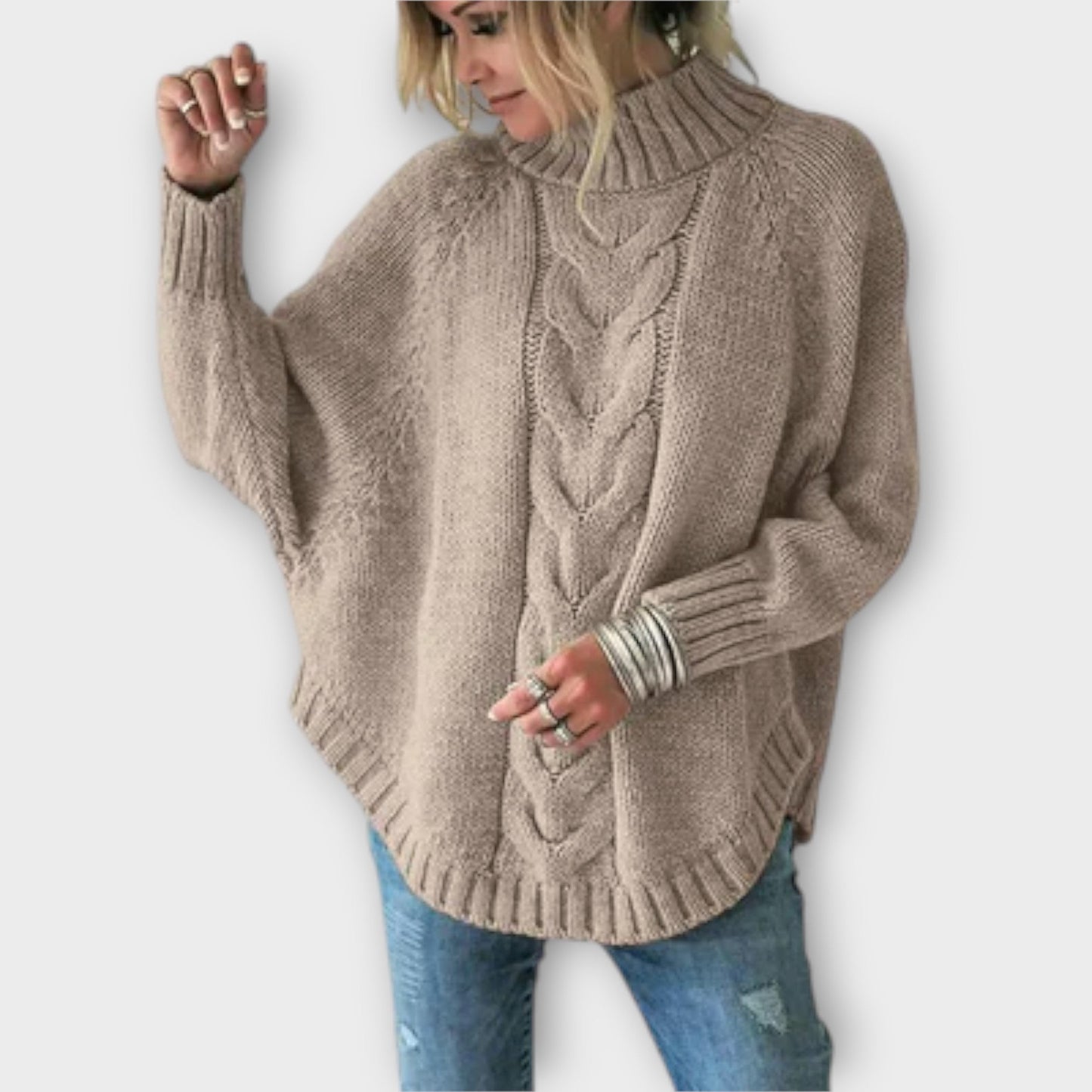 Oversized Zopfstrickpullover für Damen - Image 3