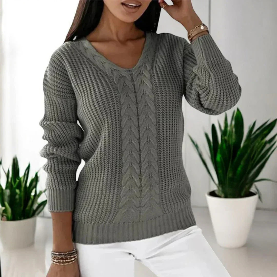 V-Ausschnitt Strickpullover für Damen - Image 4