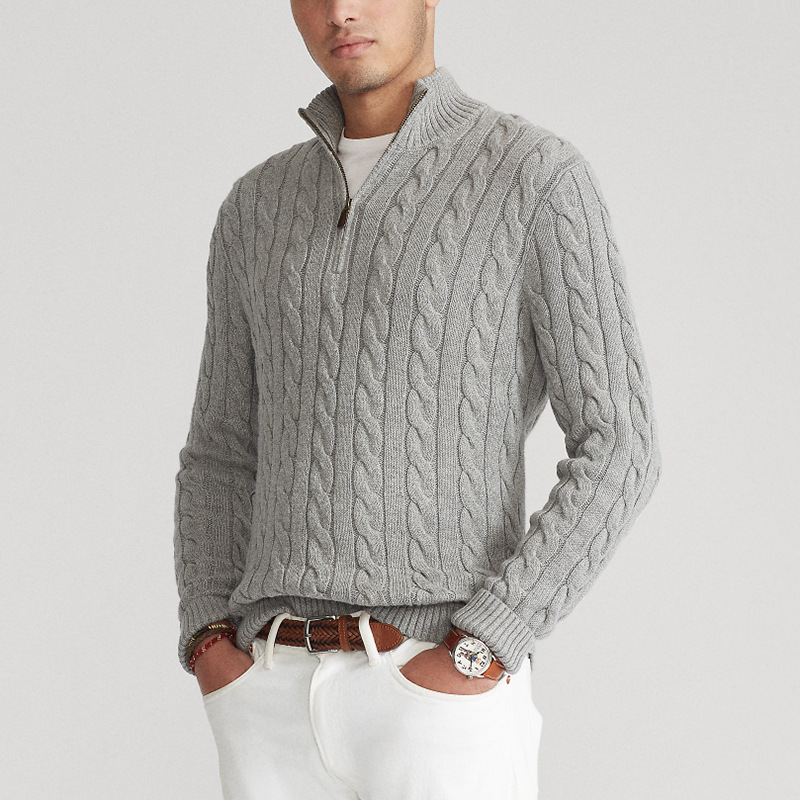 Cable-Strickpullover mit Viertelreißverschluss für Herren - Image 3