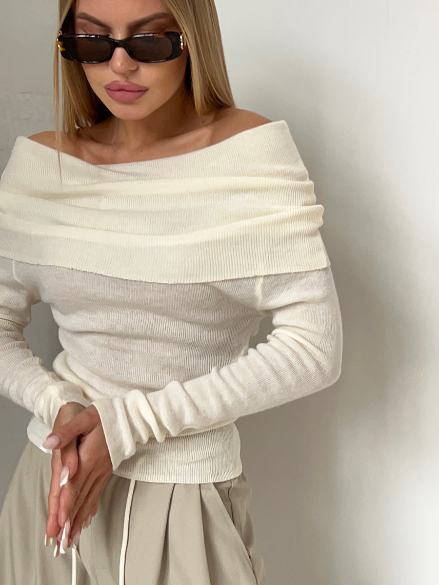 Damen Off-Shoulder Pullover, elegant & gestrickt – Sophia