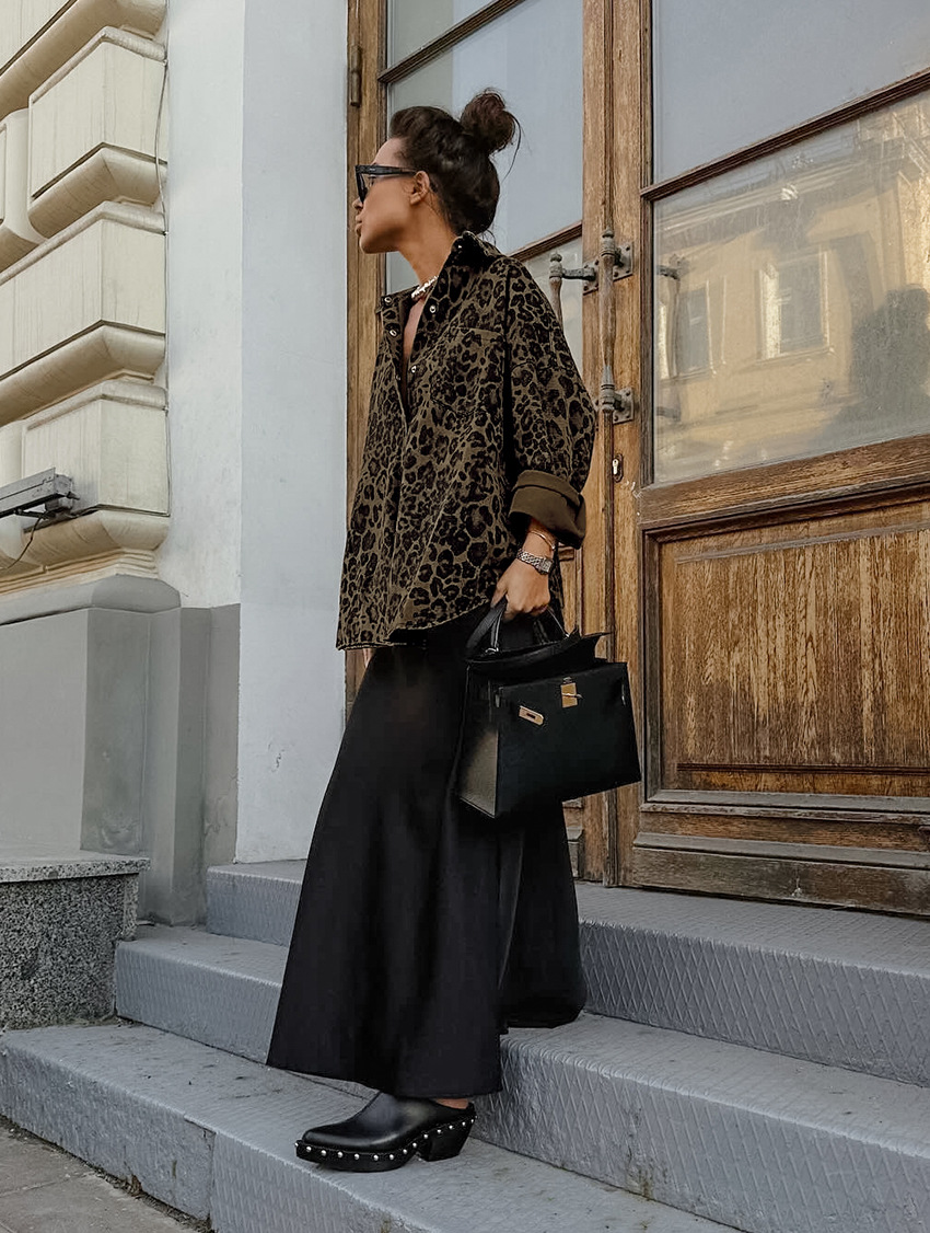 Damen Hemdjacke mit Leopardenmuster, stylish & vielseitig – Lena