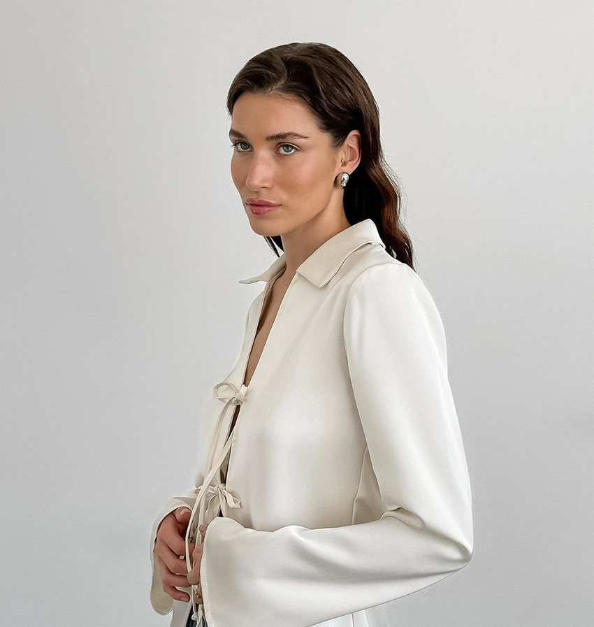 Elegantes Langarmshirt mit Schleife für Damen – Sophie