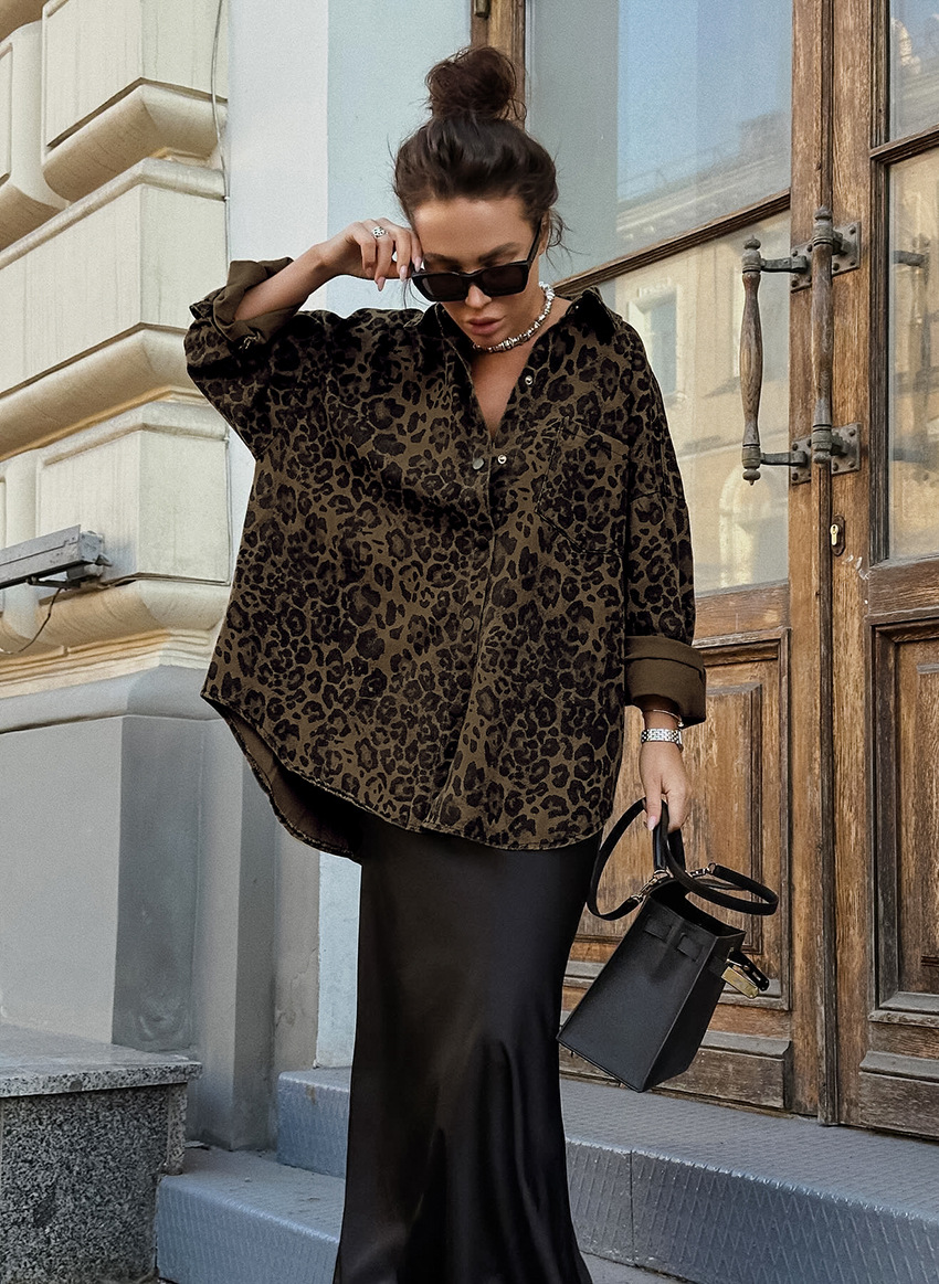 Damen Hemdjacke mit Leopardenmuster, stylish & vielseitig – Lena
