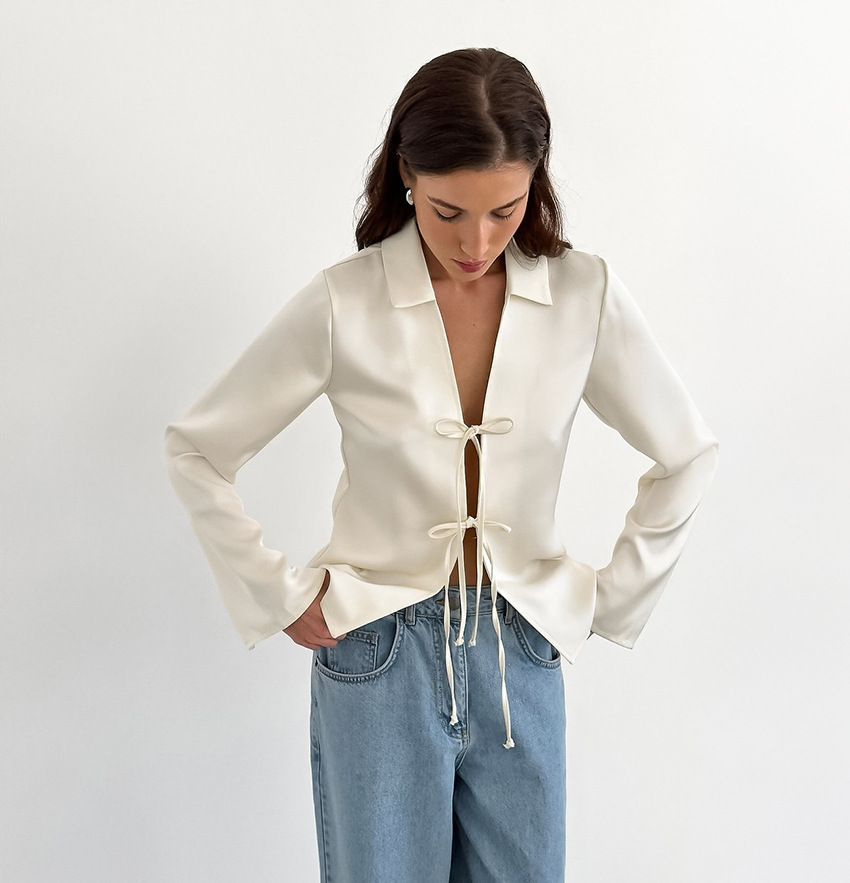 Elegantes Langarmshirt mit Schleife für Damen – Sophie