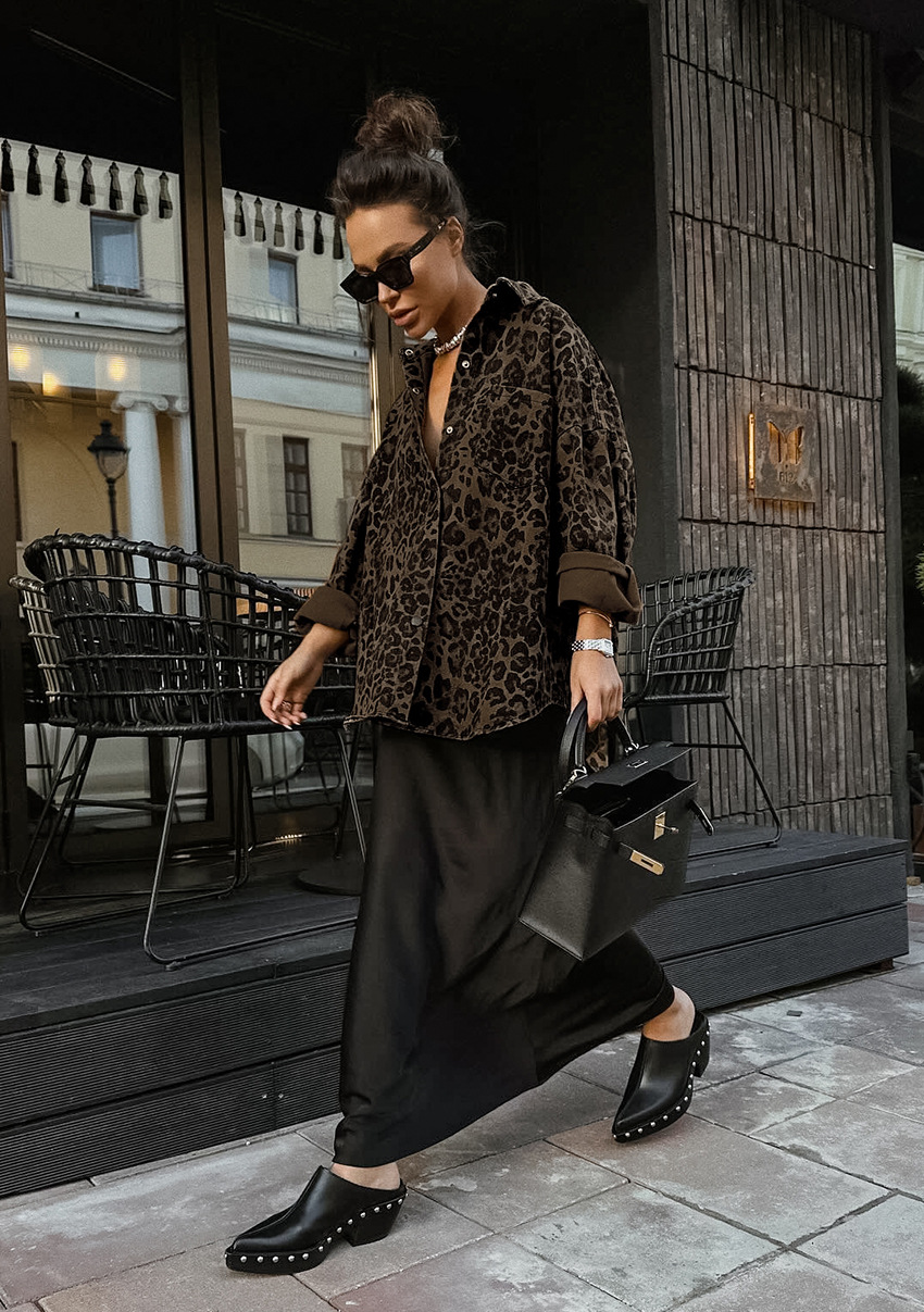 Damen Hemdjacke mit Leopardenmuster, stylish & vielseitig – Lena