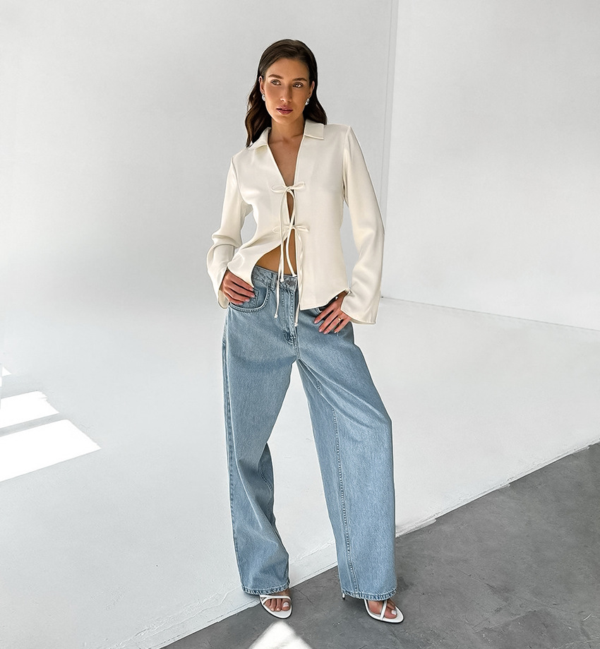 Elegantes Langarmshirt mit Schleife für Damen – Sophie