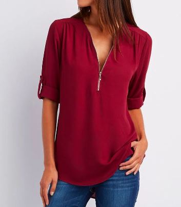 Damen Bluse mit Reißverschluss, elegant & vielseitig – Julia