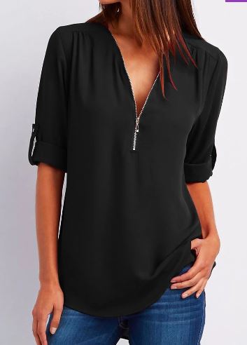 Damen Bluse mit Reißverschluss, elegant & vielseitig – Julia
