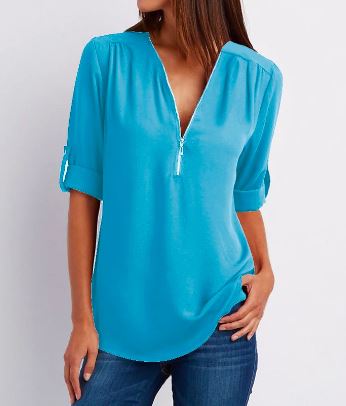 Damen Bluse mit Reißverschluss, elegant & vielseitig – Julia
