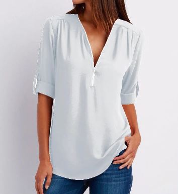 Damen Bluse mit Reißverschluss, elegant & vielseitig – Julia