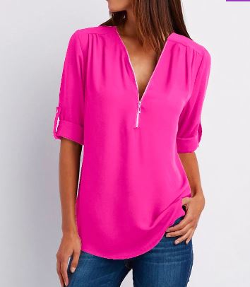 Damen Bluse mit Reißverschluss, elegant & vielseitig – Julia