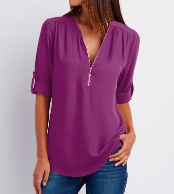 Damen Bluse mit Reißverschluss, elegant & vielseitig – Julia