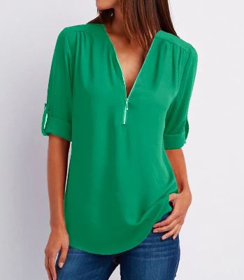 Damen Bluse mit Reißverschluss, elegant & vielseitig – Julia