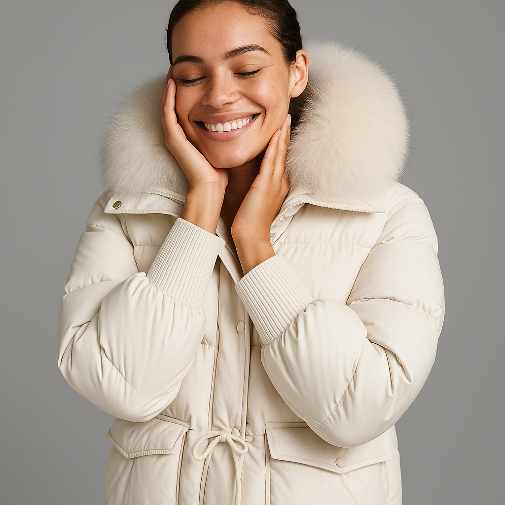 Pelzkragen Steppjacke für Damen - Image 5