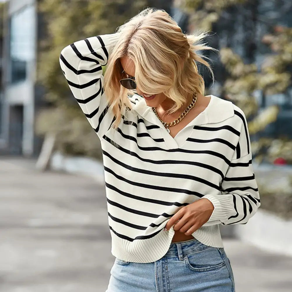 Gestreifter Damen Pullover, weich & lässig für den Alltag – Marie