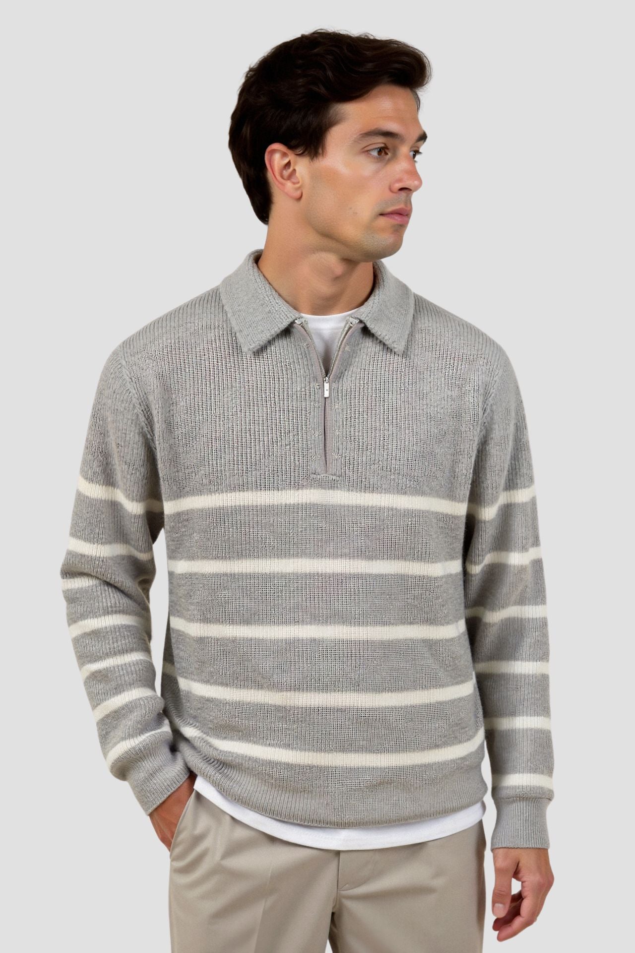 Gestreifter Quarter-Zip Pullover für Herren - Image 2