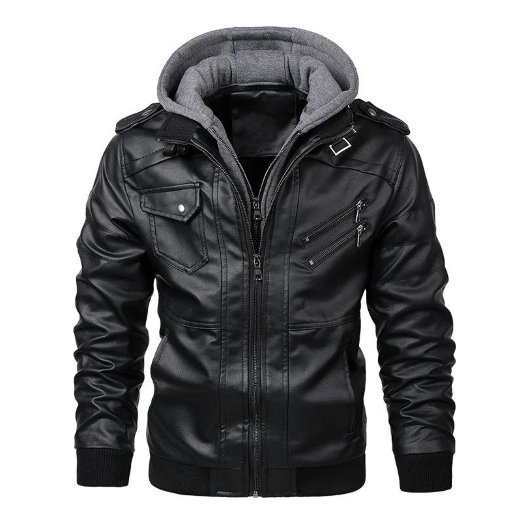 Leder Bomberjacke mit Kapuze für Herren - Image 2