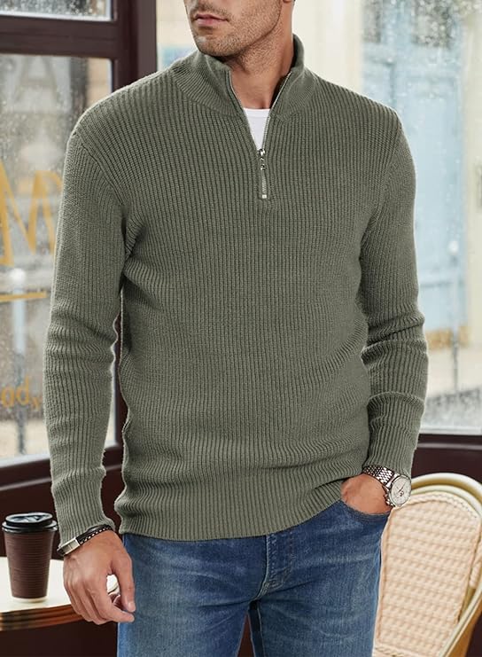 Quarter-Zip Rippstrickpullover für Herren - Image 3