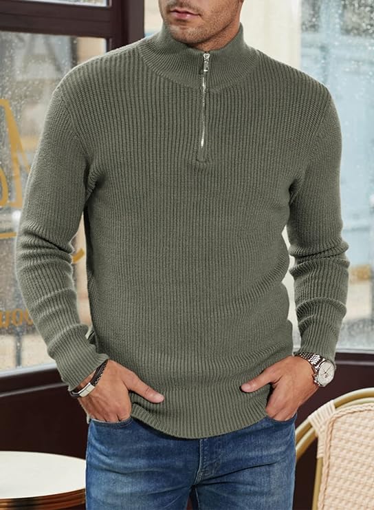 Quarter-Zip Rippstrickpullover für Herren - Image 4