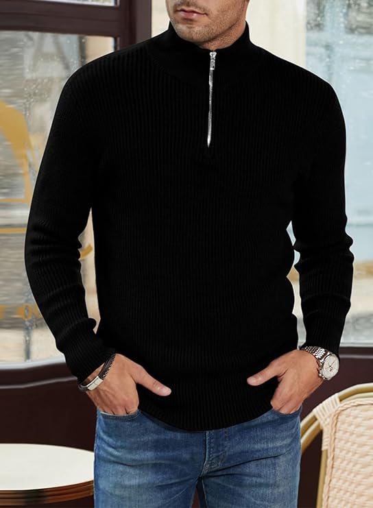 Quarter-Zip Rippstrickpullover für Herren - Image 7