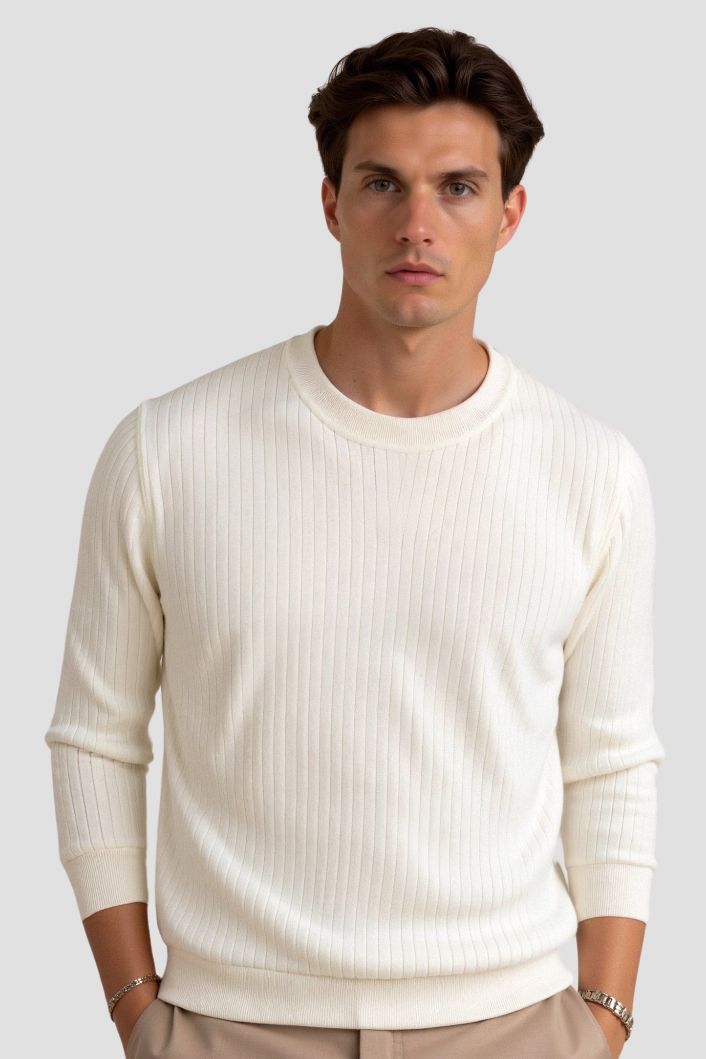 Gerippter Rundhals-Pullover für Herren - Image 2