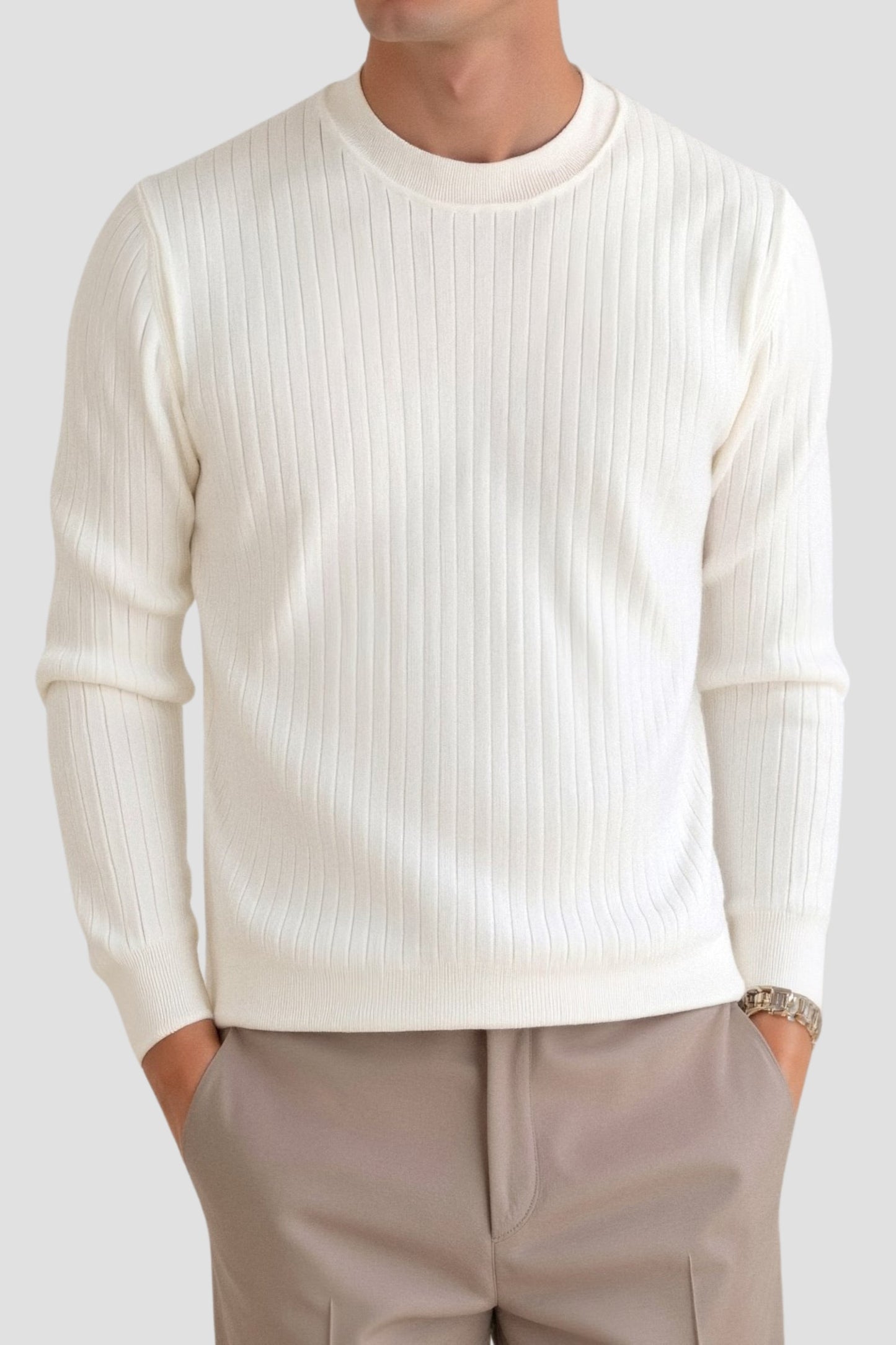 Gerippter Rundhals-Pullover für Herren - Image 5