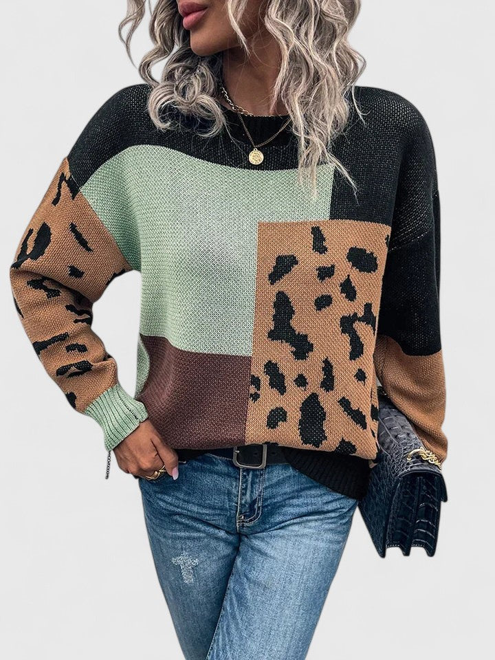 Color Block Rundhals-Pullover für Damen - Image 2