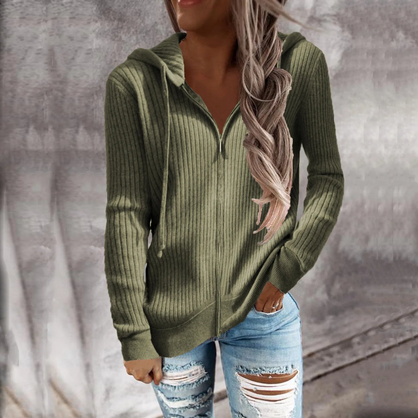 Figurbetonter Hoodie mit Reißverschluss für Damen - Image 6