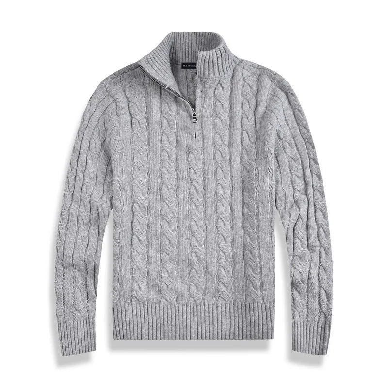 Cable-Strickpullover mit Viertelreißverschluss für Herren - Image 2