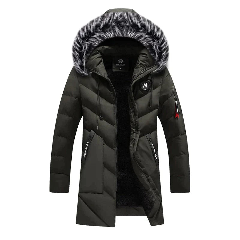 Lange Herren Steppjacke mit Kapuze - Image 3