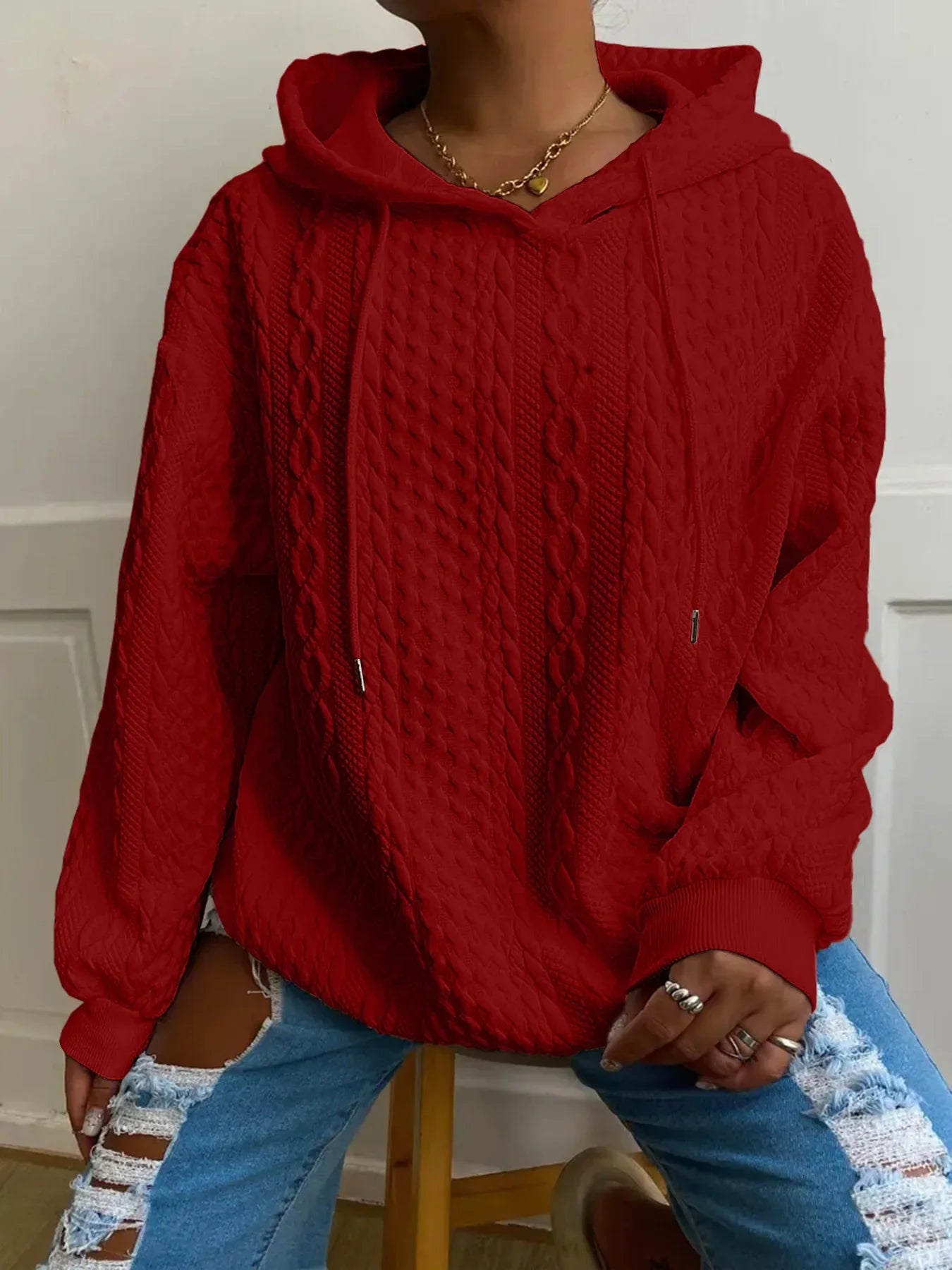 Langärmliger Hoodie mit Struktur für Damen - Image 5