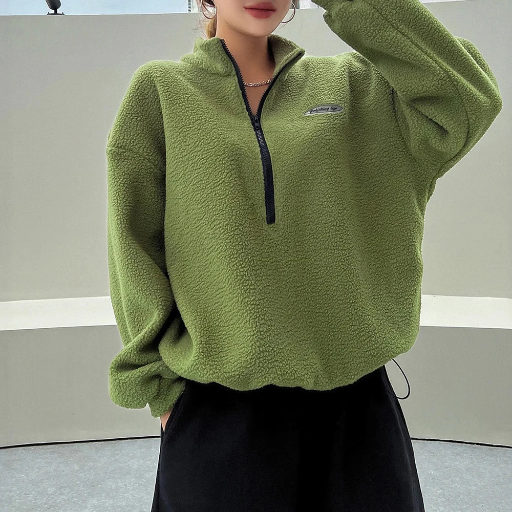 Oversized Viertel Zip Pullover für Damen - Image 3